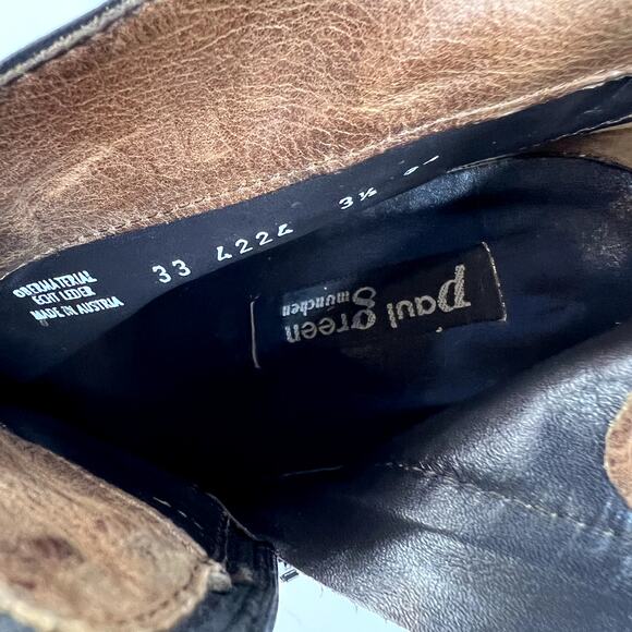 Paul Green Karla Booties US 6 UK 3.5 Black Nubuck Leather Ankle Strap Chunky Lug - Picture 9 of 10